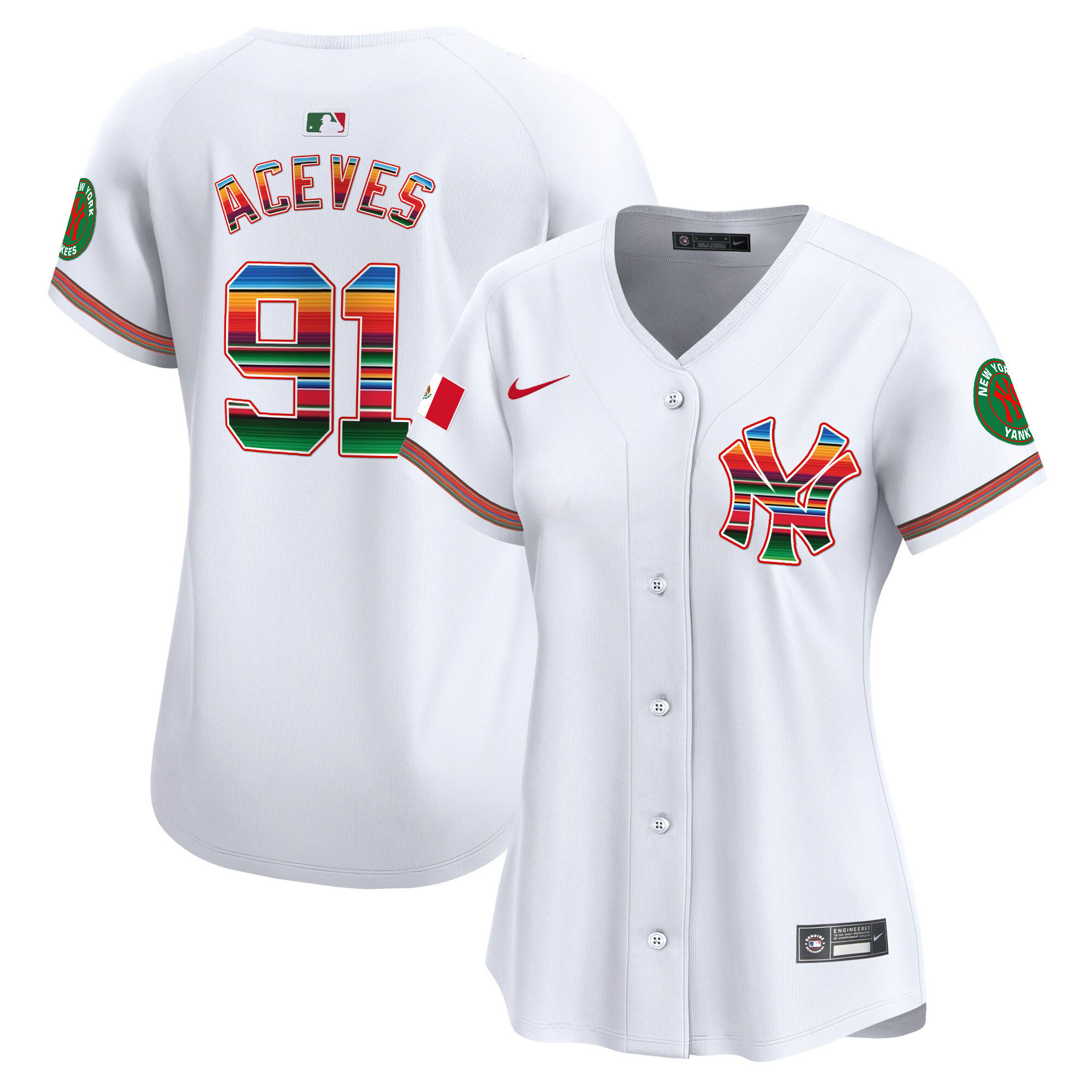 Alfredo Aceves Women's New York Yankees Mexico Vapor Premier Limited White Jersey - All Stitched