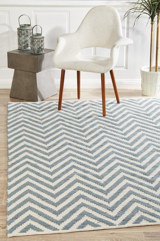 Alice Chevron Blue Flatweave Limited Edition Rectangle Rug