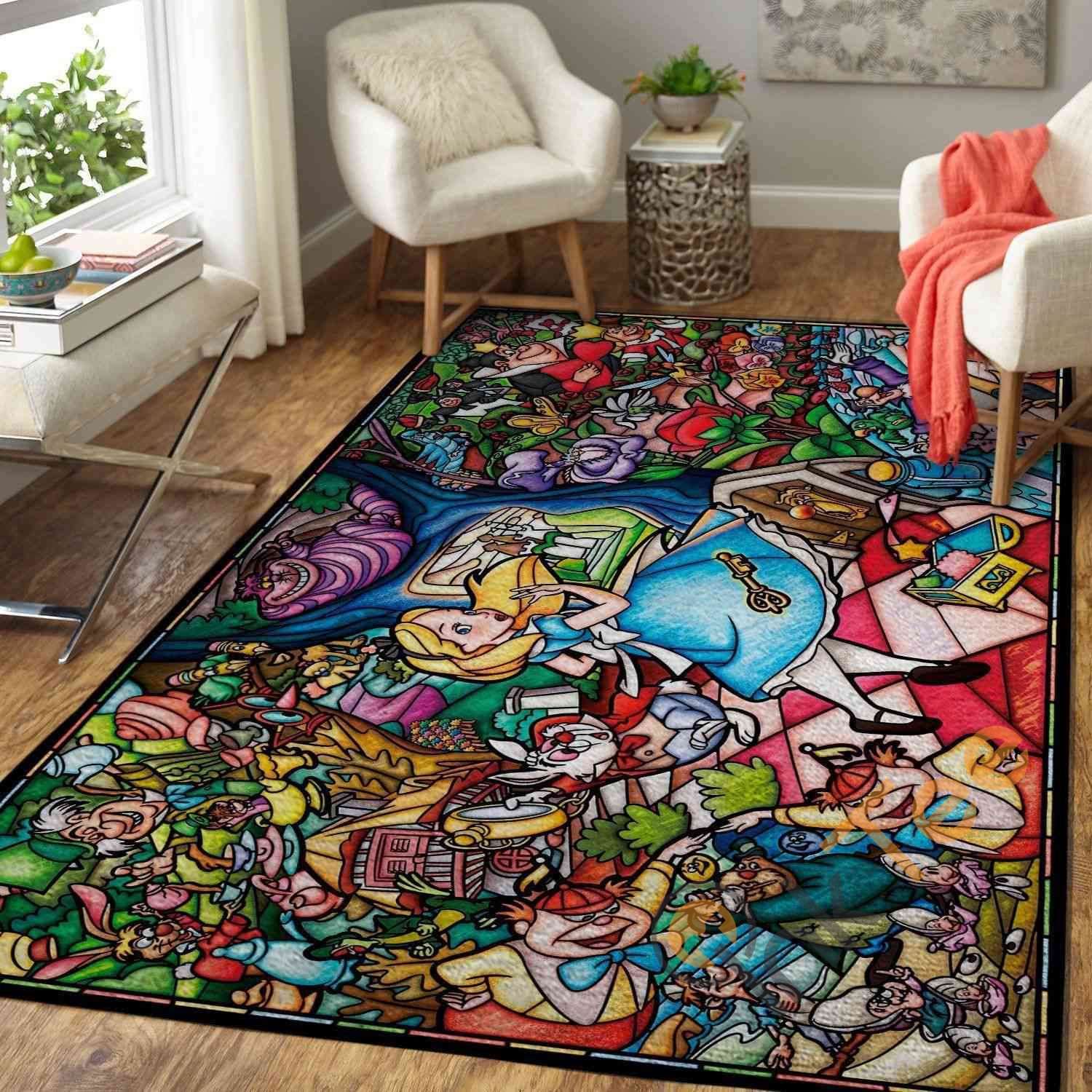 Alice In Wonderland Area Rectangle Rug