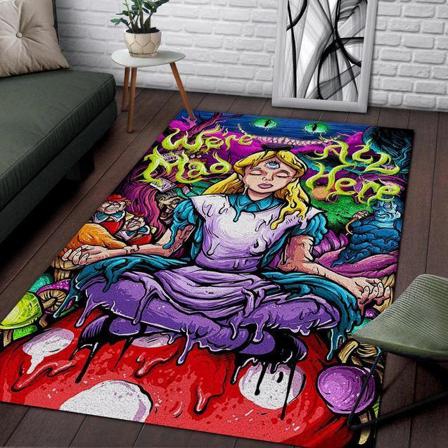 Alice In Wonderland We’re All Mad Here Area Rectangle Rug