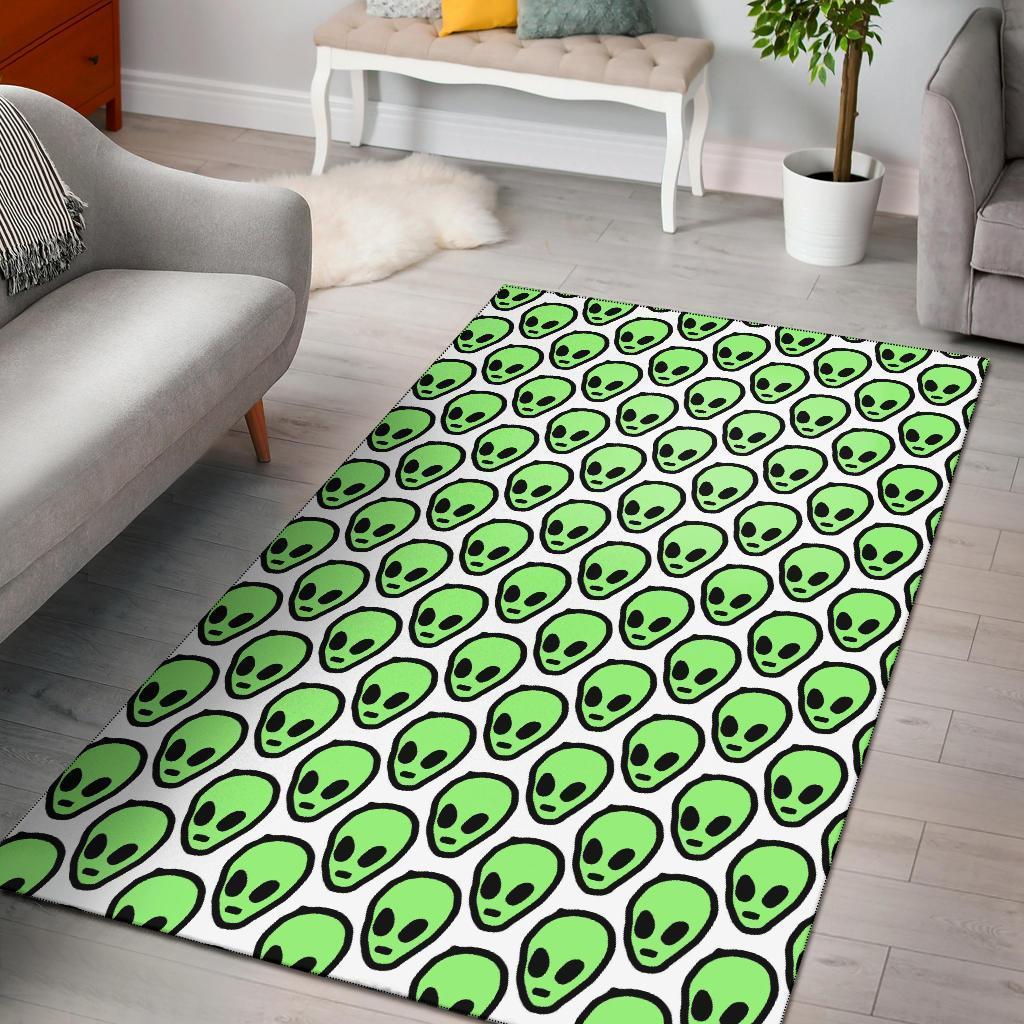 Alien Face Pattern Area Rectangle Rug