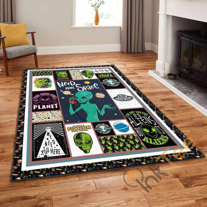 Aliens Need More Space Science Fiction Living Room Kitchen Bedroom Gift For Family Rectangle Rug