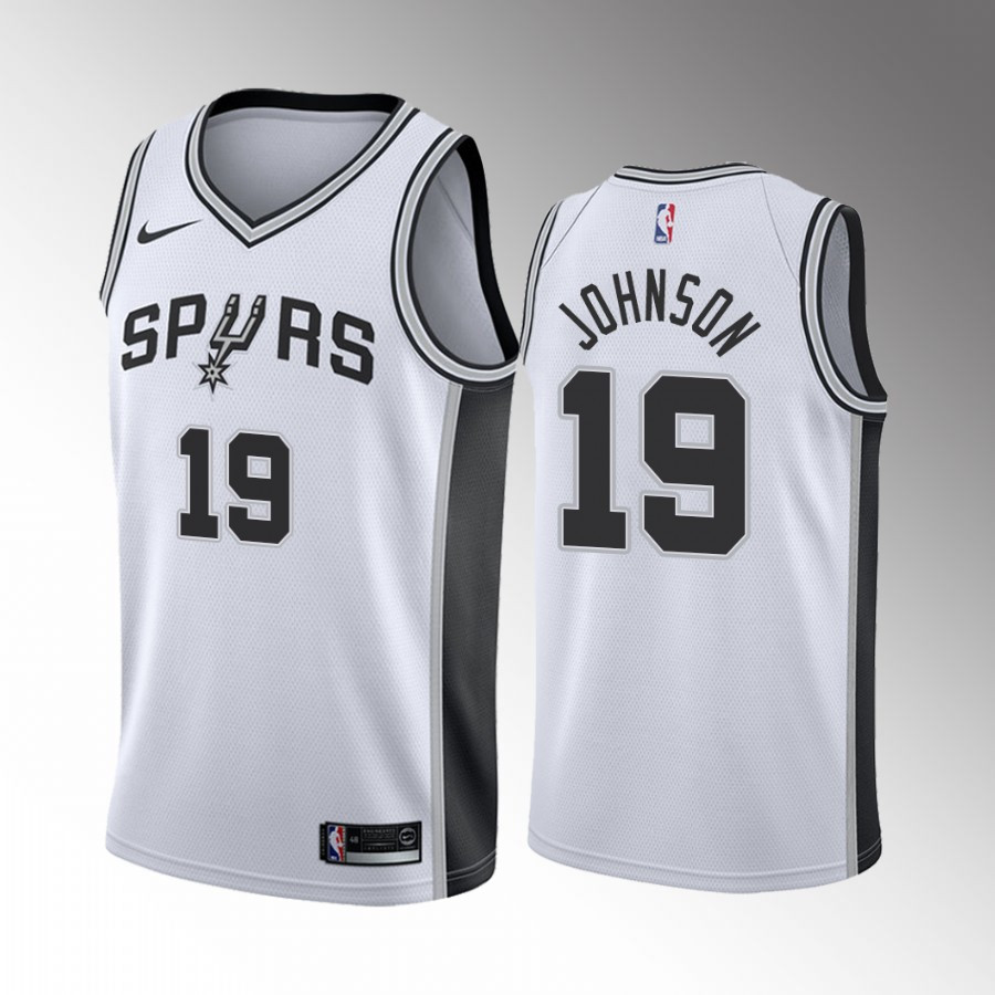 Alize Johnson 19 San Antonio Spurs White Stitched Jersey 2022-23 Association Edition Swingman