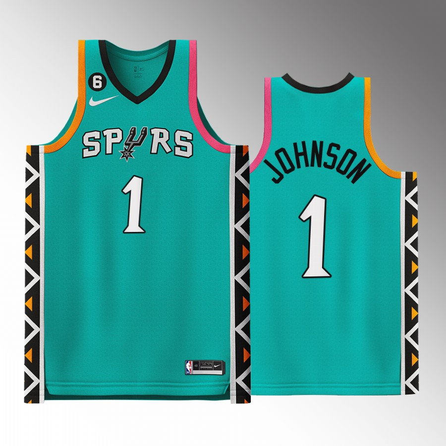 Alize Johnson 1 San Antonio Spurs City Edition 2022-23 Stitched Jersey Teal