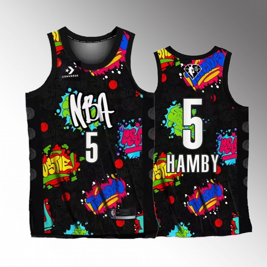All-Star 2022 NBA Celebrity Game Dearica Hamby Team Walton #5 Black Jersey WNBA player