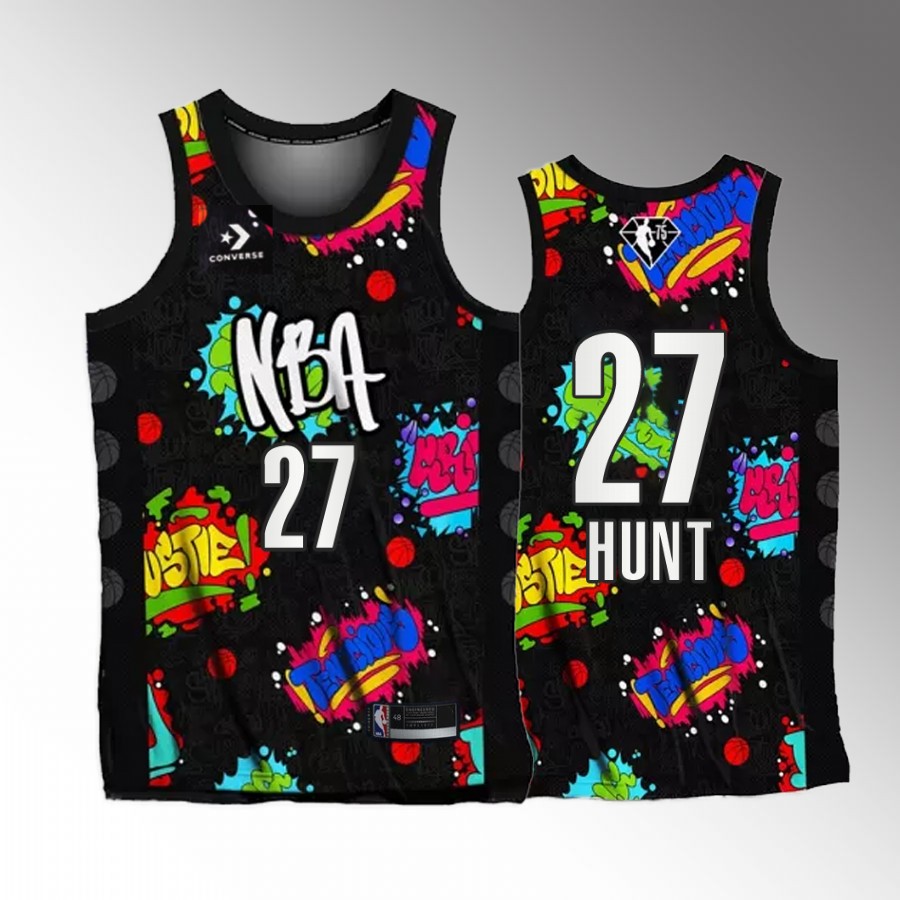 All-Star 2022 NBA Celebrity Game Kareem Hunt Team Walton #27 Black Jersey NFL player