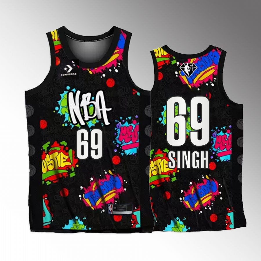 All-Star 2022 NBA Celebrity Game Ranveer Singh Team Walton #69 Black Jersey actor