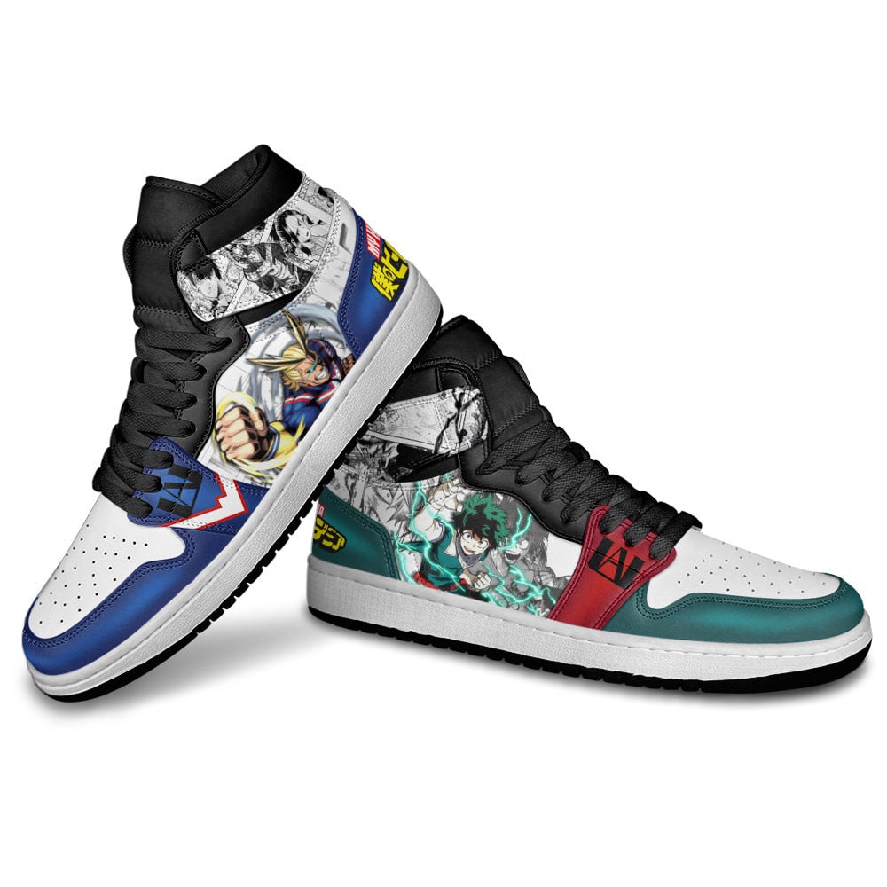 All Might and Deku JD1s Sneakers BNHA Manga Mixed Anime, Air Jordan Hightop