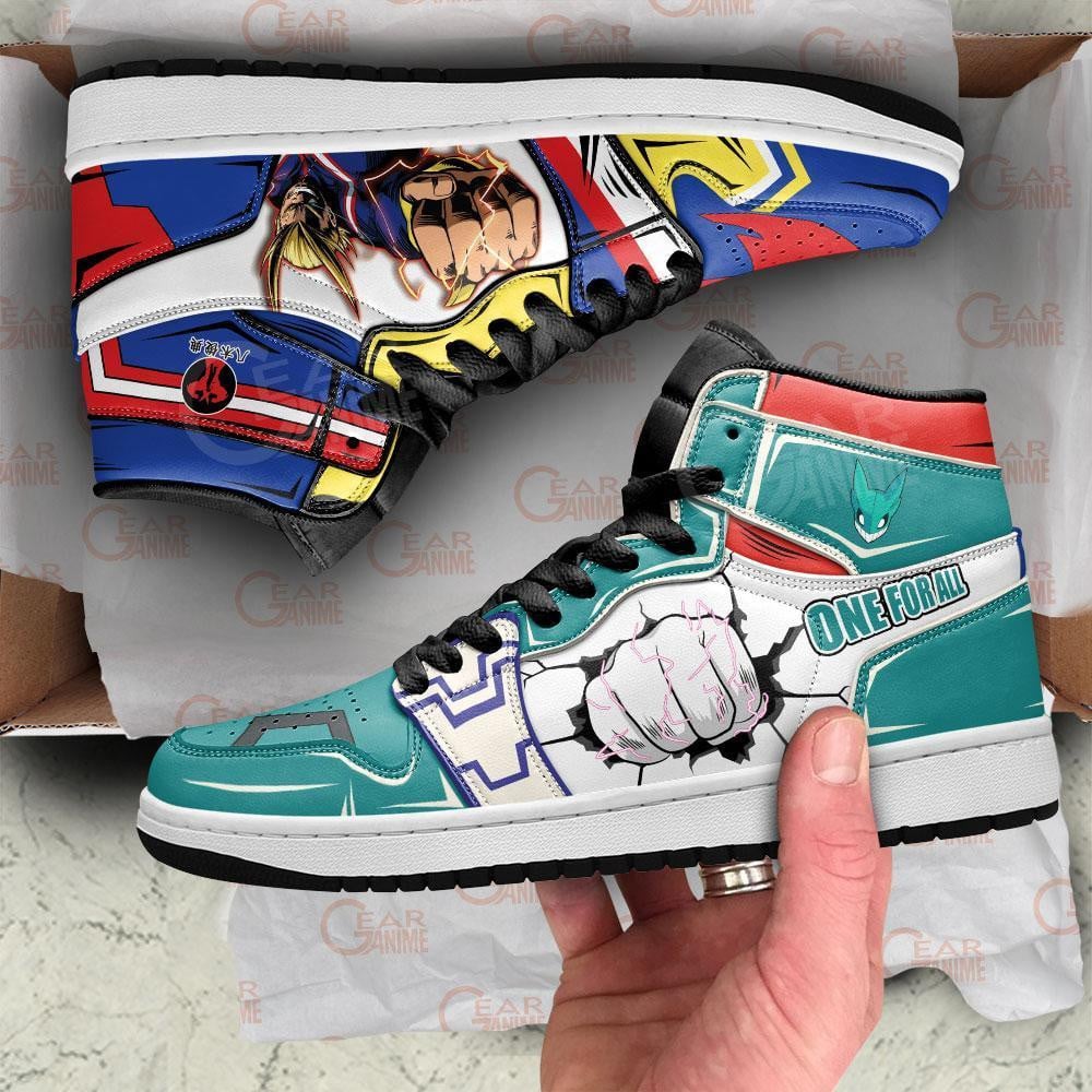All Might and Deku JD1s Sneakers One For All My Hero Academia Shoes, Air Jordan Hightop