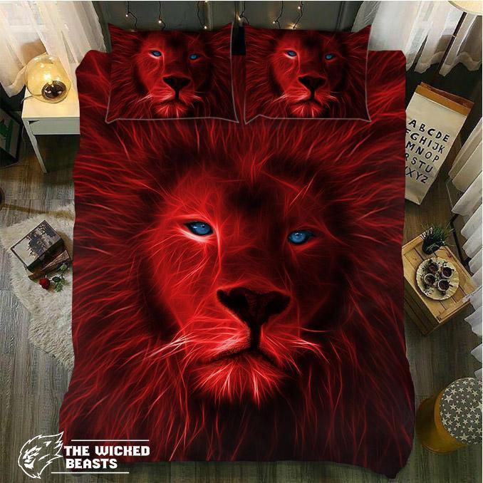 All Red Lion3D Customized Duvet Cover Bedding Set
