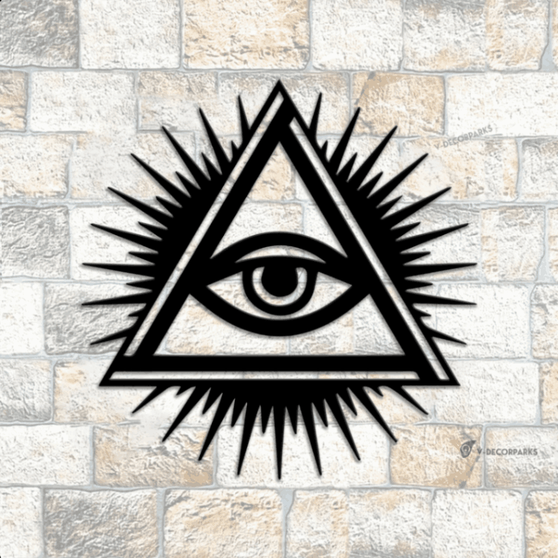 All Seeing Eye Triangle Metal Wall With Led Lights, Eye Of Providence Sign, Esoteric Wall Decor, Freemasonry, Geometric Evil Eye, Third Eye Sign