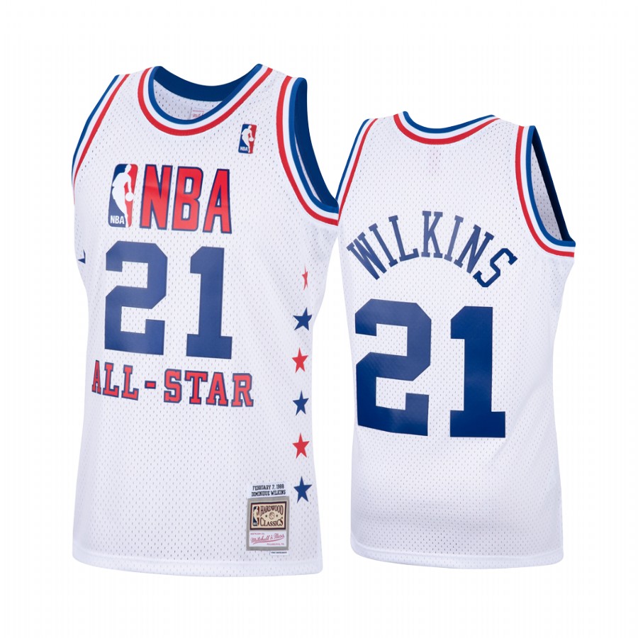 All Star Dominique Wilkins #21 White Hardwood Classics Jersey