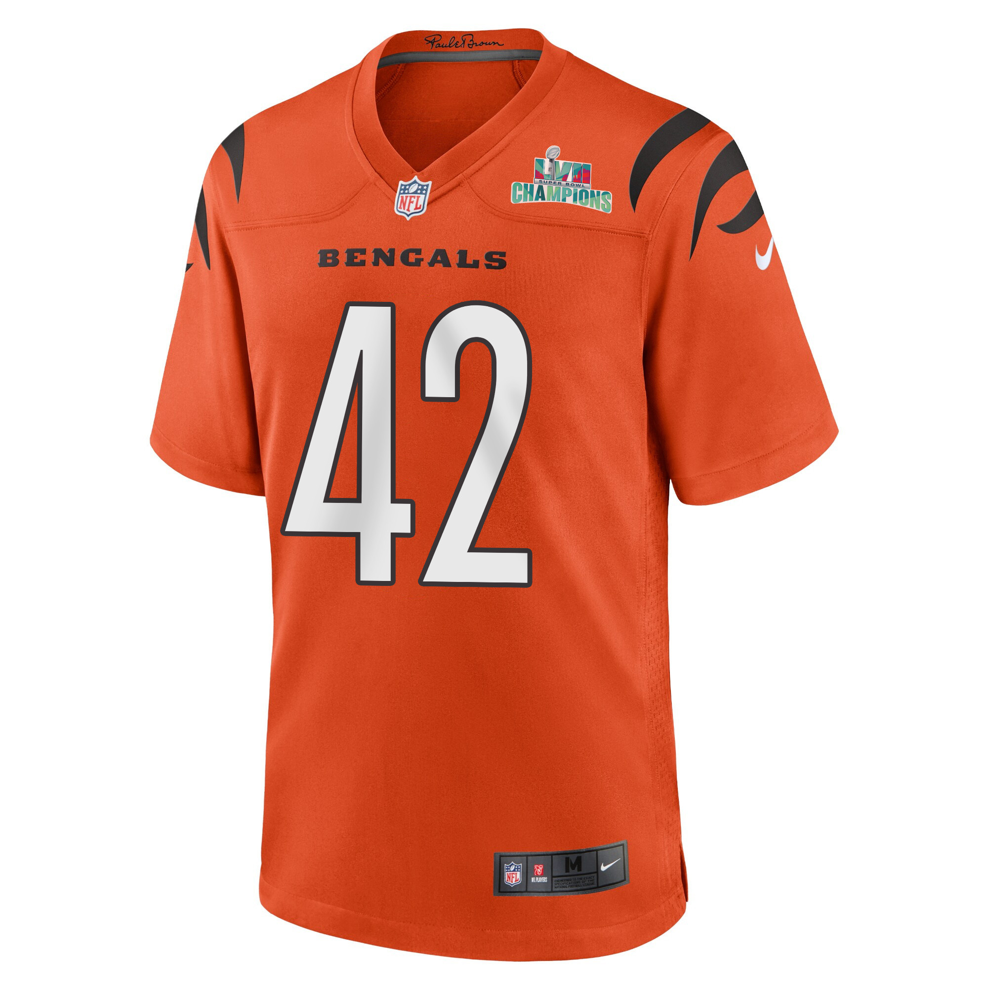 Allan George 42 Cincinnati Bengals Super Bowl LVII Champions Men Alternate Game Stitched Jersey – Orange