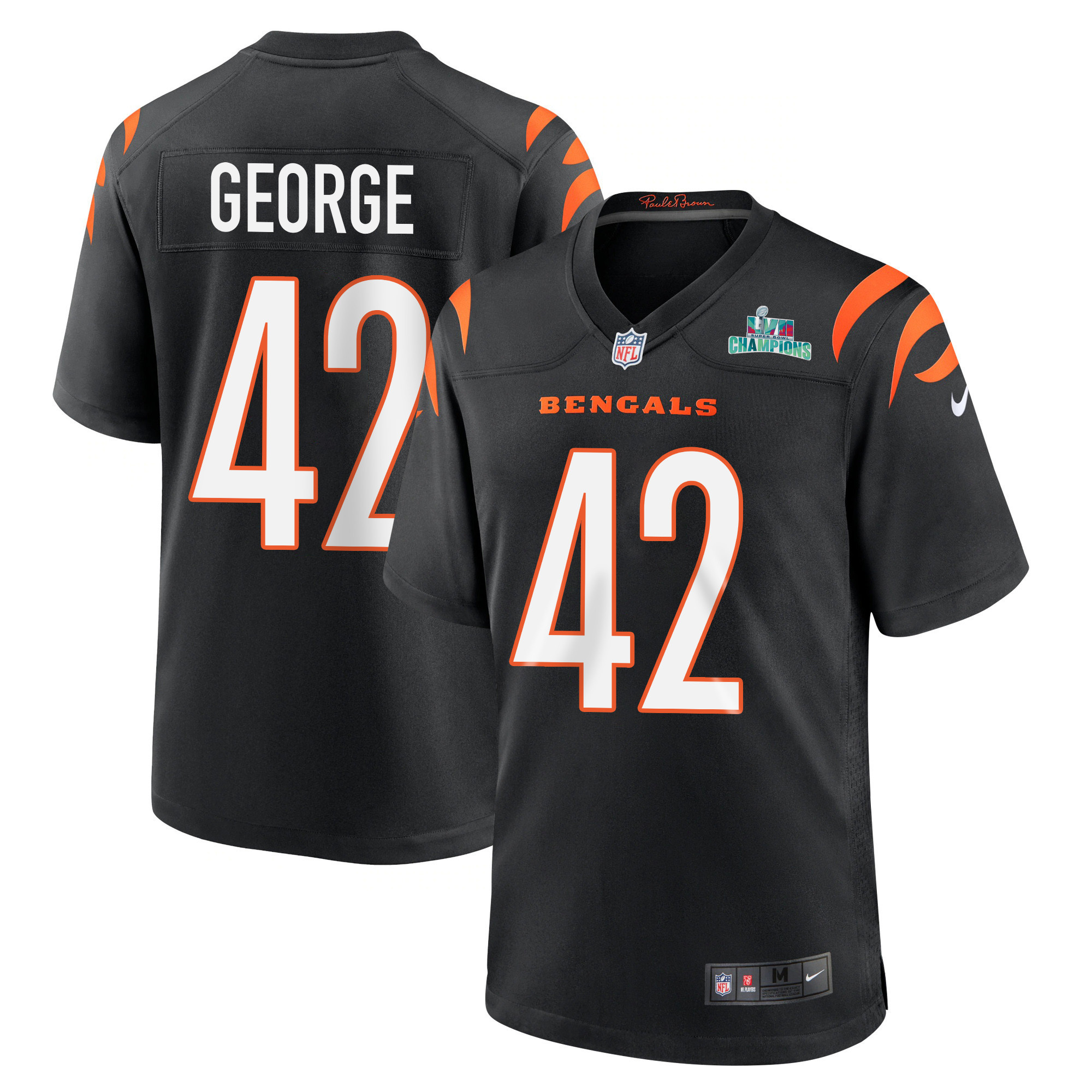 Allan George 42 Cincinnati Bengals Super Bowl LVII Champions Men Game Stitched Jersey – Black