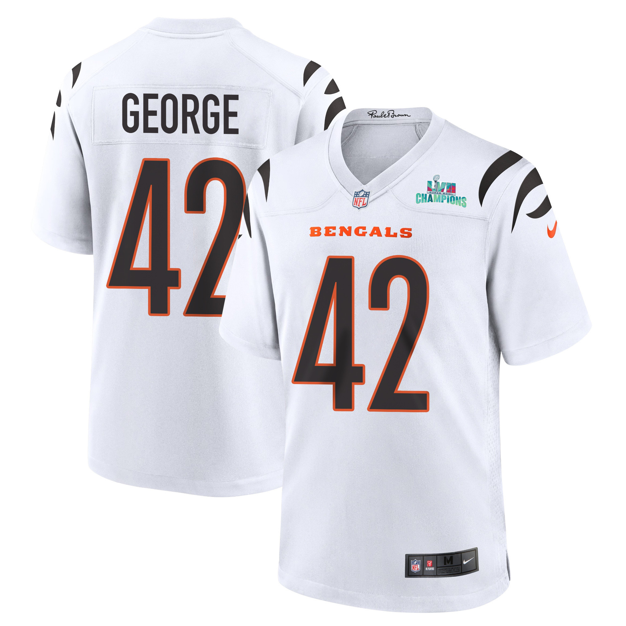 Allan George 42 Cincinnati Bengals Super Bowl LVII Champions Men Game Stitched Jersey – White