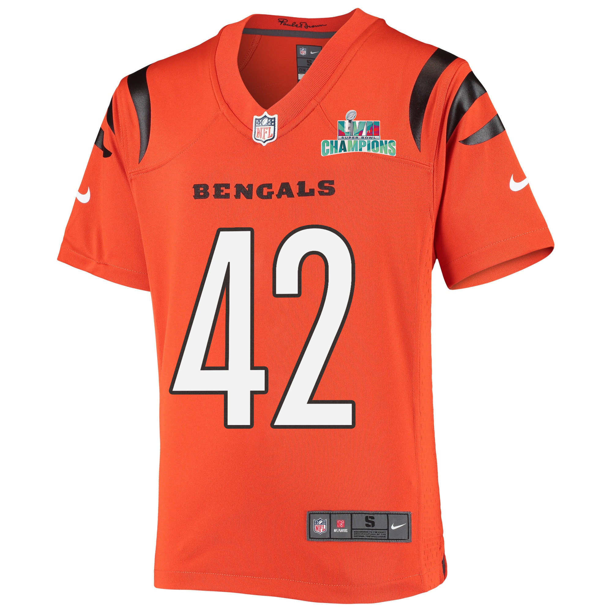 Allan George 42 Cincinnati Bengals Super Bowl LVII Champions Youth Alternate Game Stitched Jersey – Black