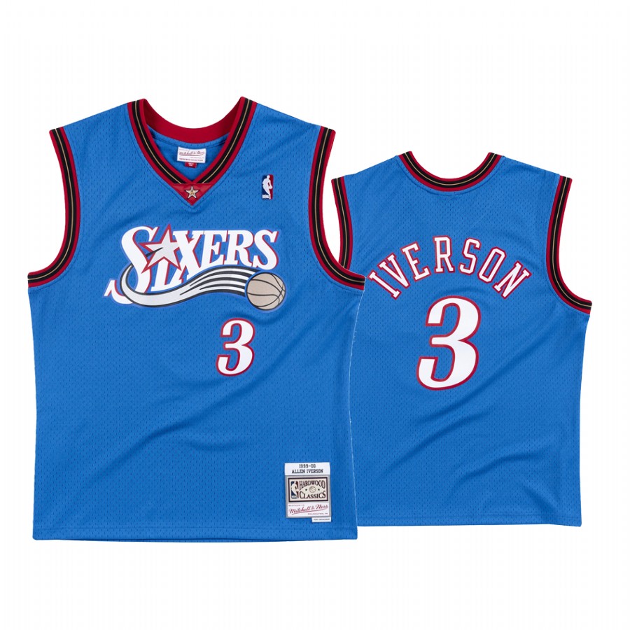 Allen Iverson #3 Philadelphia 76ers Blue Hardwood Classics 99-00 Jersey