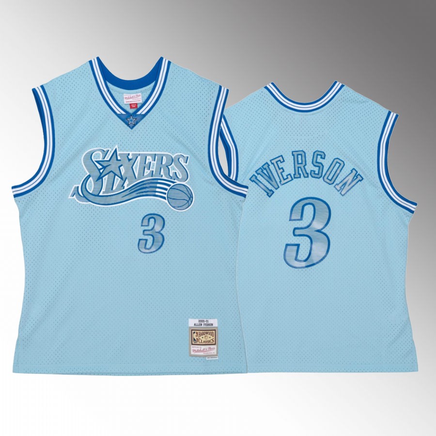 Allen Iverson #3 Philadelphia 76ers Space Knit Blue 2000-01 HWC Jersey