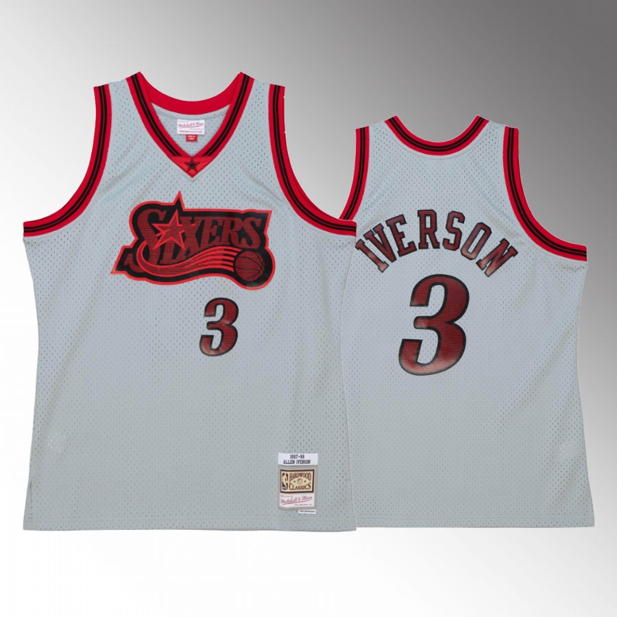 Allen Iverson #3 Philadelphia 76ers Space Knit Grey 1997-98 HWC Jersey