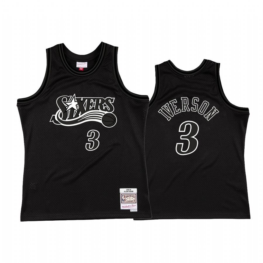 Allen Iverson 3 Philadelphia 76ers NBA 75 Team Black Jersey Throwback 2000-01