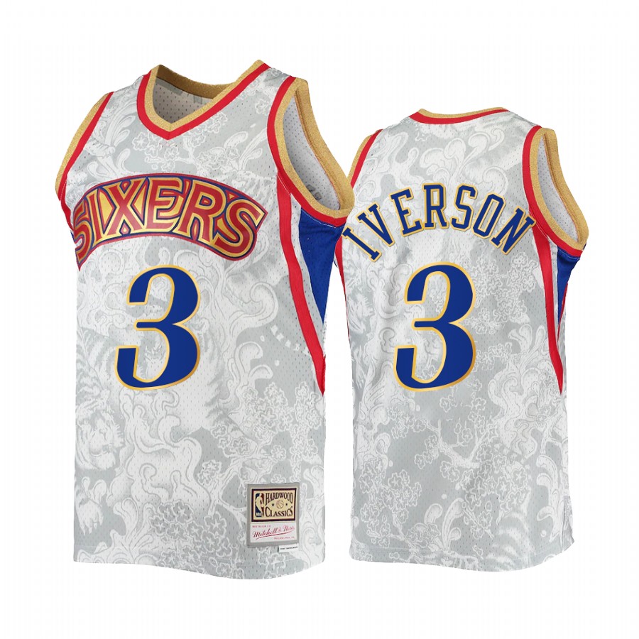 Allen Iverson Lunar New Year 2022 Philadelphia 76ers White Jersey Hardwood Classics