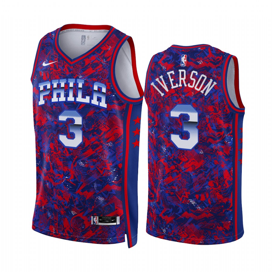 Allen Iverson Philadelphia 76ers Select Series Royal Jersey Dazzle