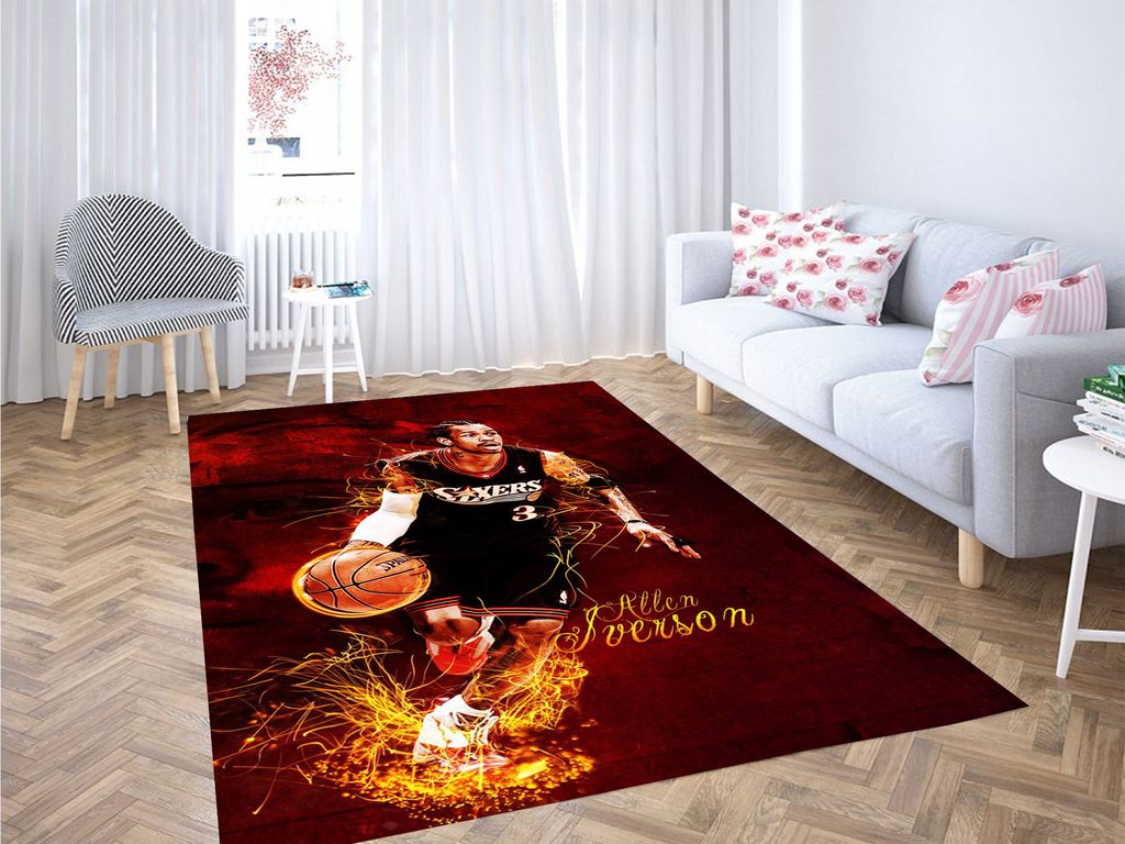 Allen Iverson Sixers Living Room Modern Carpet Rectangle Rug