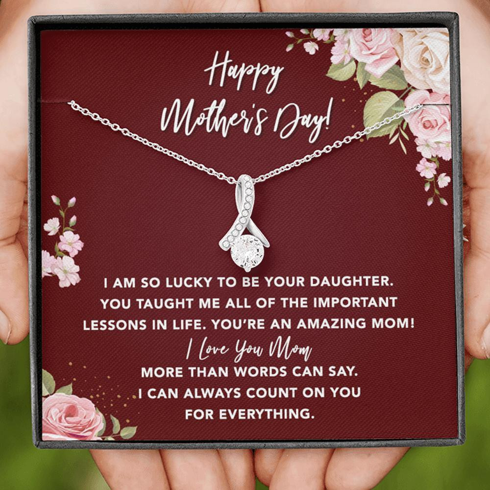 Alluring Beauty Necklace Gift For Mother I Love You More Than Words Can Say