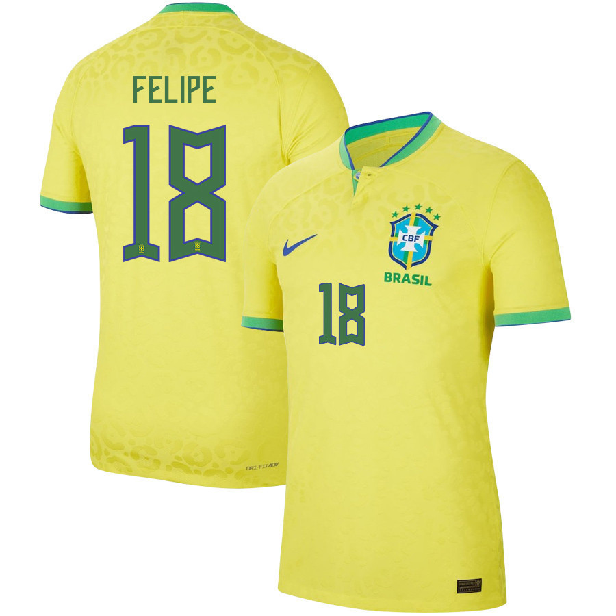 Almeida Monteiro 18 Brazil National Team 2022 Qatar World Cup Home Men Soccer Jersey – Yellow