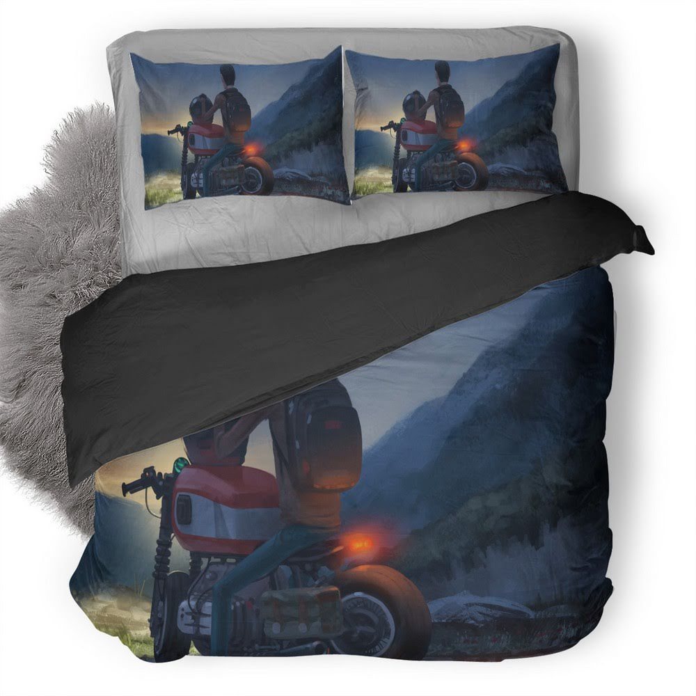 Alone Biker 3D Customized Duvet Cover Bedding Set