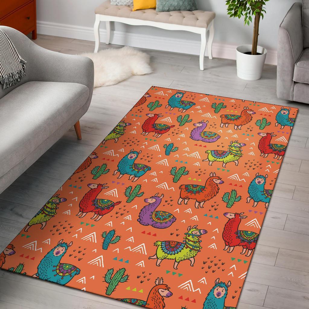Alpaca Cactus Pattern Print Area Limited Edition Rectangle Rug