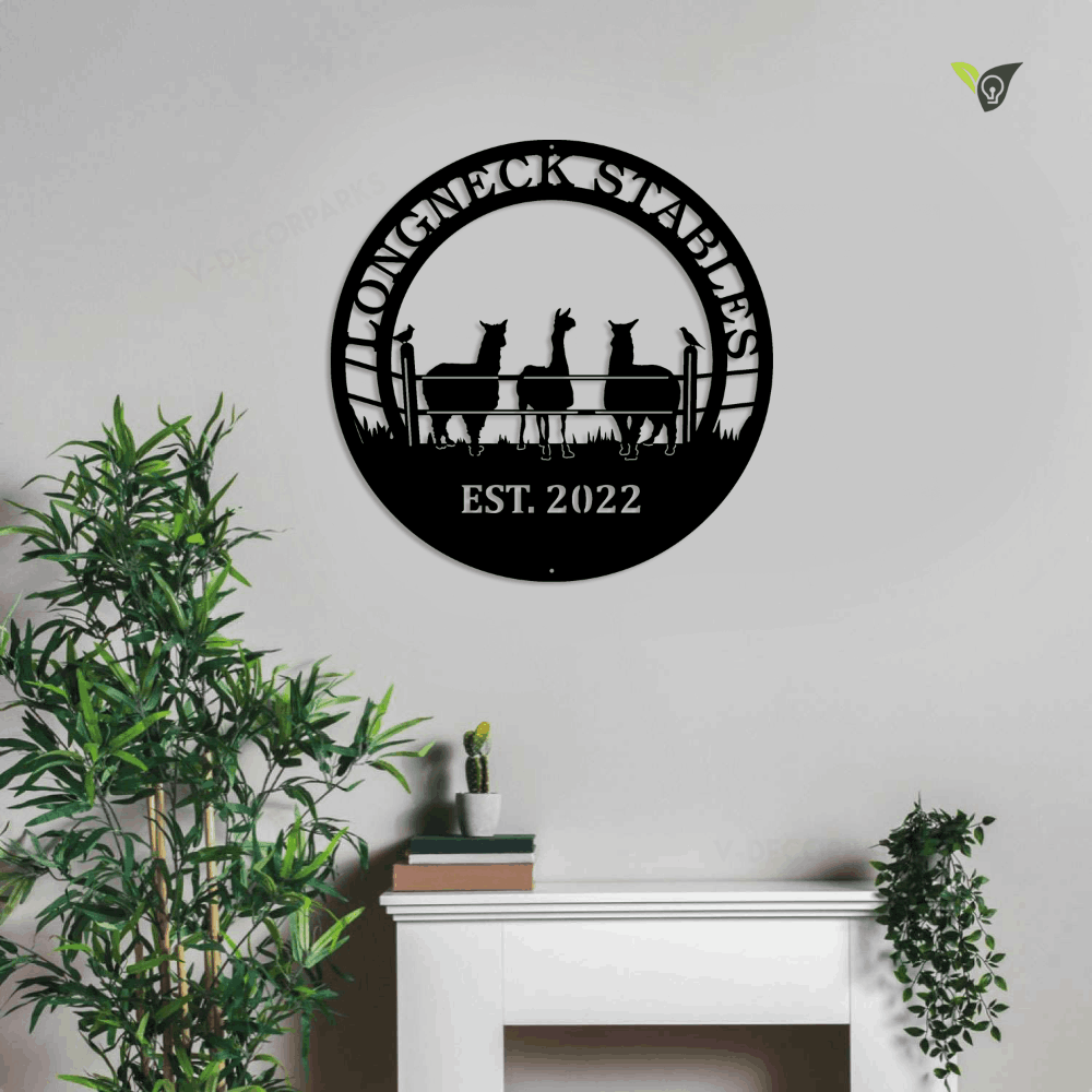 Alpaca Ranch Metal Wall Art With Led Lights, Metal Wall Art Sign, Metal Wall Art, Metal House Sign