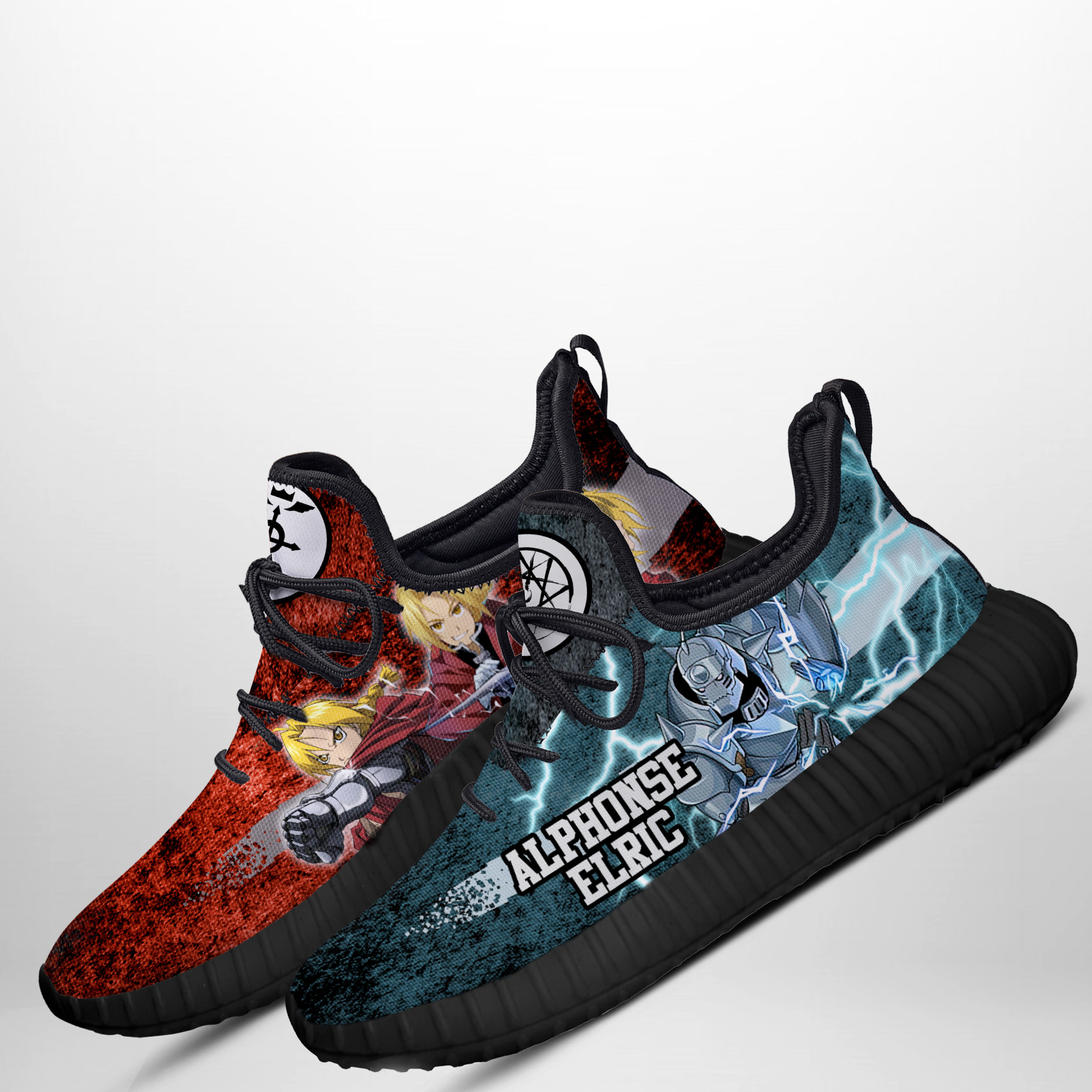 Alphonse & Edward Elric Reze Sneakers Custom Brother Anime Shoes