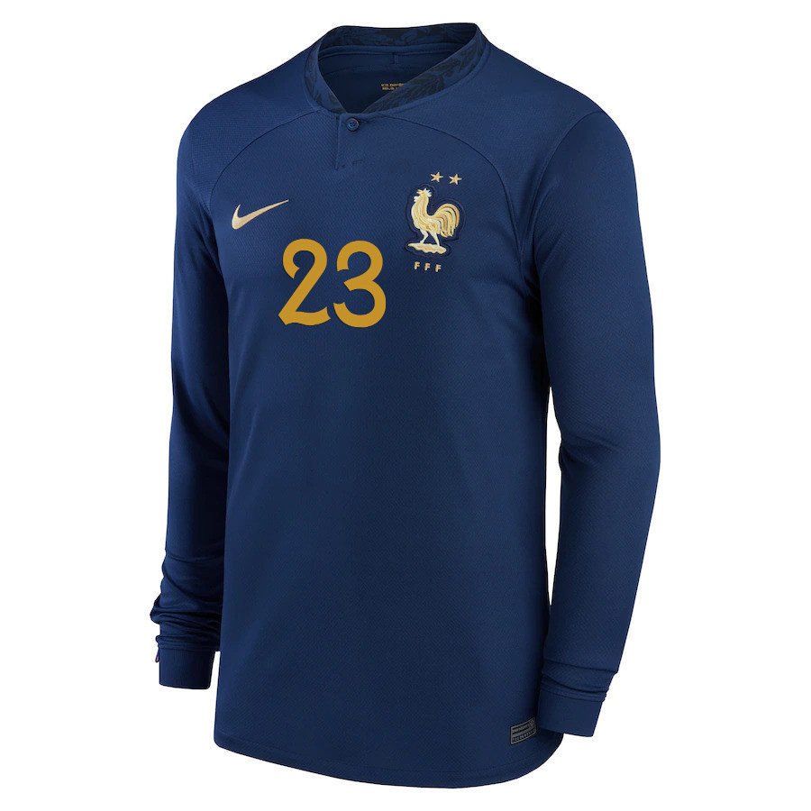Alphonse Areola 23 France National Team 2022-23 Qatar World Cup- Home Men Long Sleeve Soccer Jersey