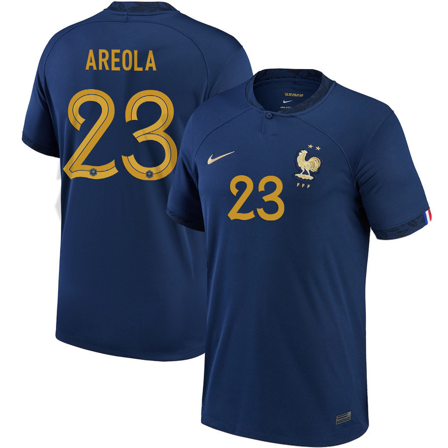Alphonse Areola 23 France National Team 2022-23 Qatar World Cup Home Soccer Jersey- Midnight Navy