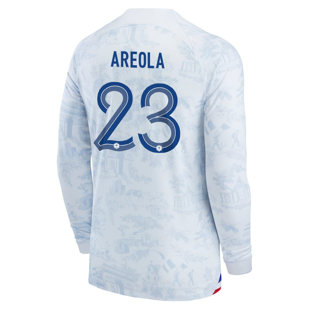 Alphonse Areola 23 France National Team FIFA World Cup Qatar 2022 Patch – Men Away Long Sleeve Soccer Jersey