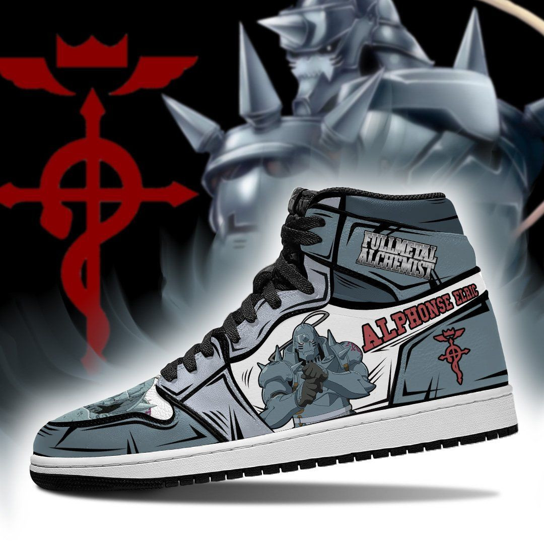 Alphonse Elric Fullmetal Alchemist Anime 1 High Top Air Jordan Sneaker, Air Jordan Hightop