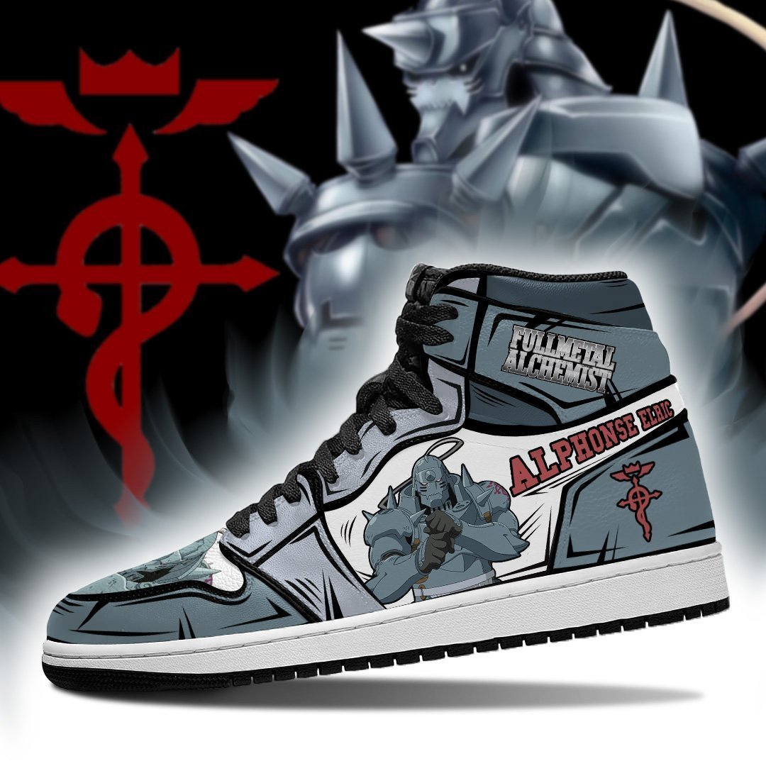 Alphonse Elric JD1s Sneakers Fullmetal Alchemist Anime Shoes, Air Jordan Hightop