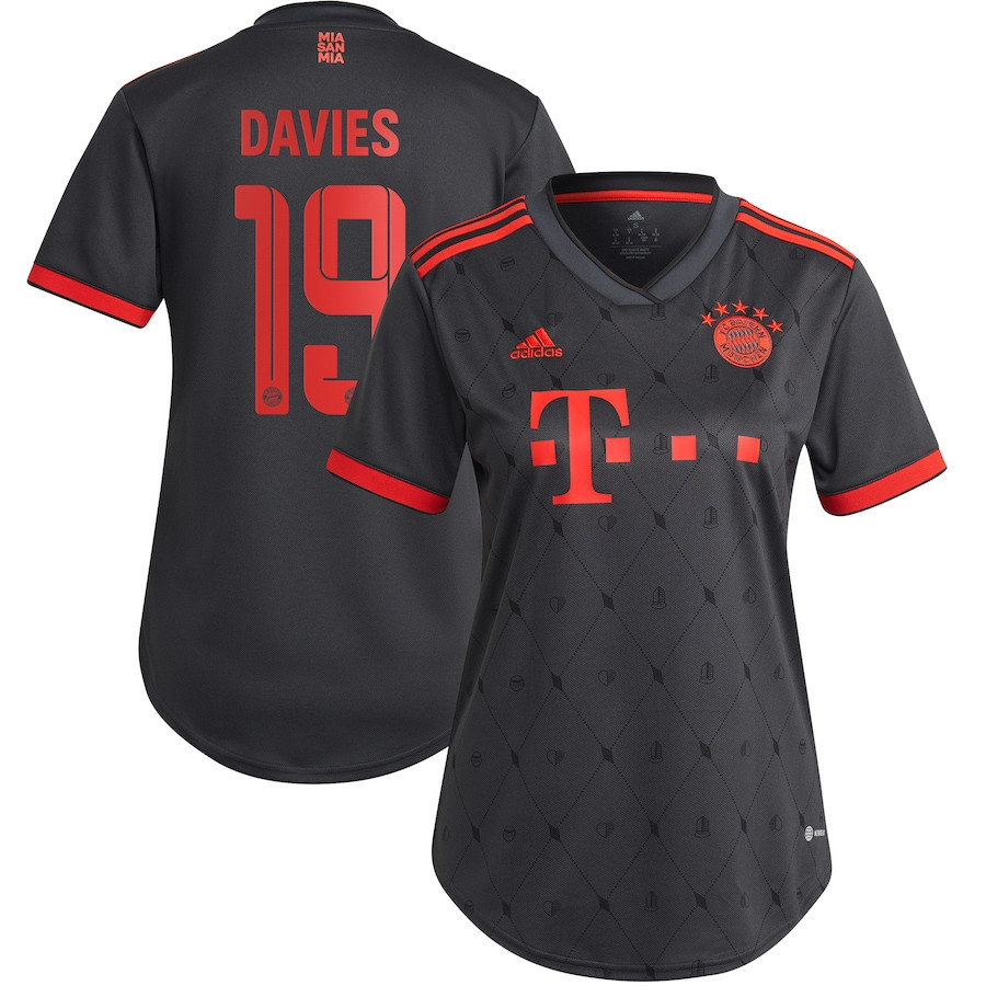 Alphonso Davies 19 Bayern Munich Women 2022/23 Third Soccer Jersey – Charcoal