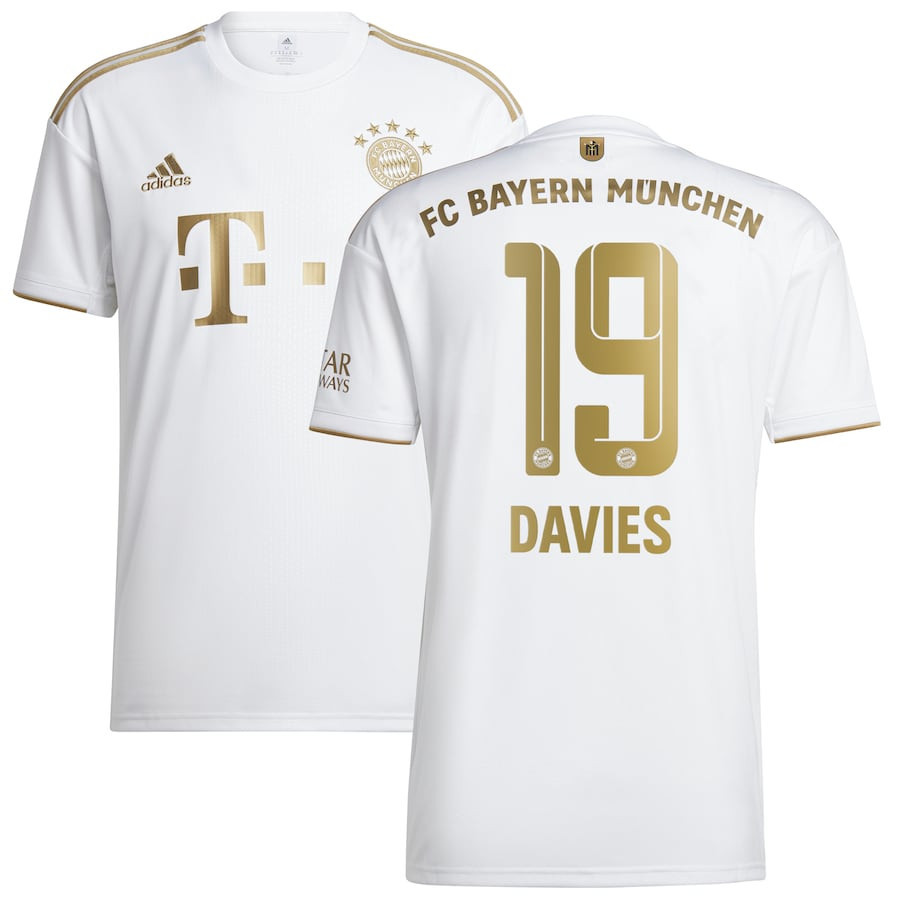 Alphonso Davies 19 Bayern Munich 2022/23 Away Player Soccer Jersey – White