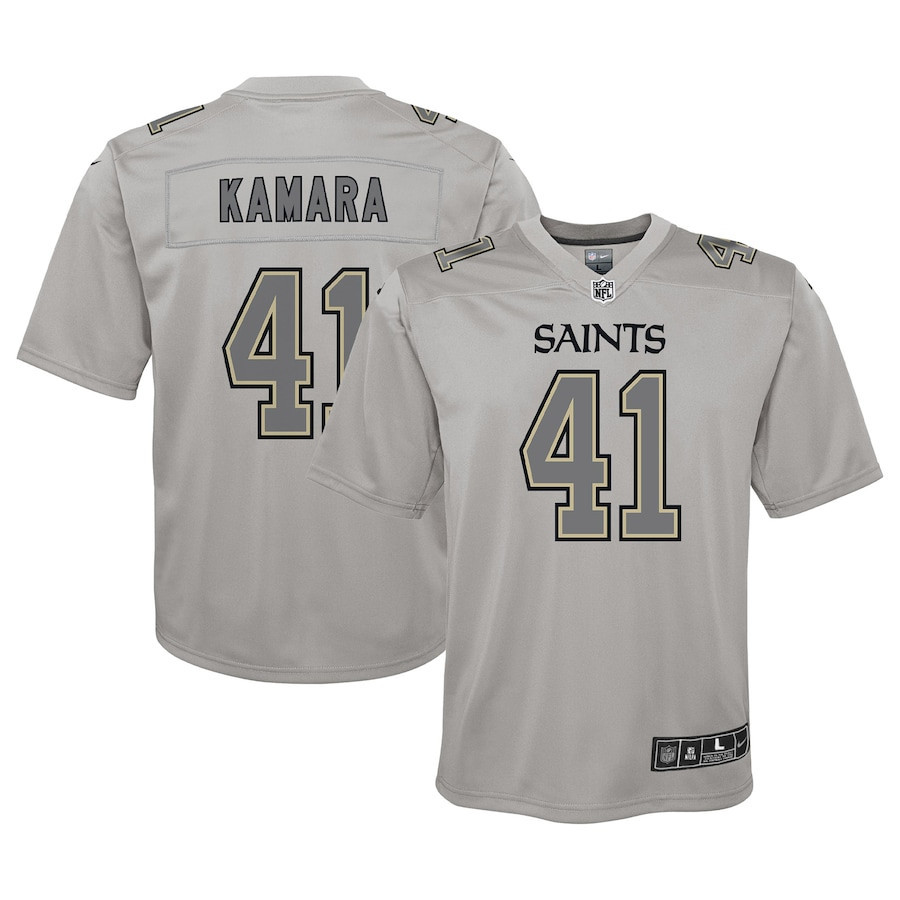 Alvin Kamara 41 New Orleans Saints Youth Atmosphere Game Stitched Jersey – Gray