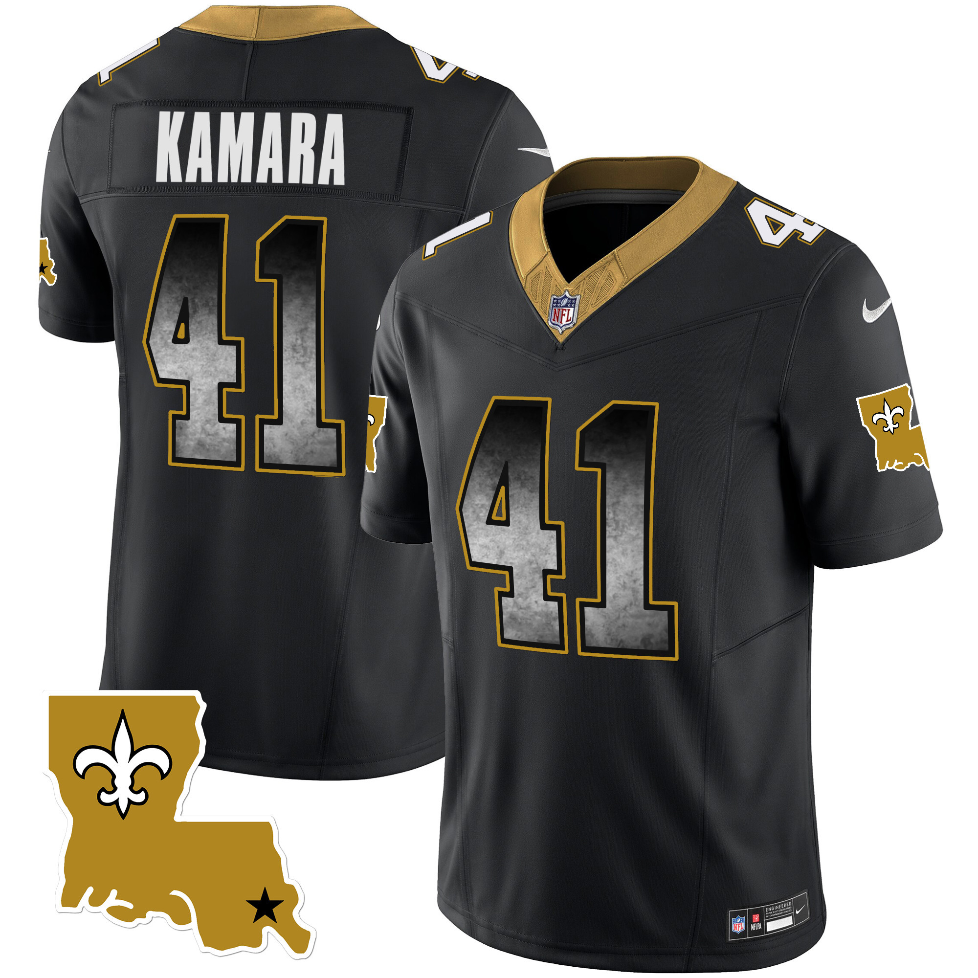 Alvin Kamara Men's New Orleans Saints 1987 Legacy Arch Smoke Black Jersey - All Stitched 