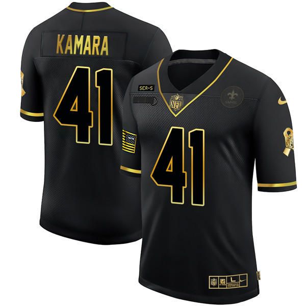 Alvin Kamara Men's New Orleans Saints Black Gold Salute To Service Jersey - All Stitched 