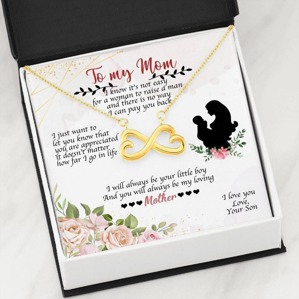 Always Be Your Little Boy Infinity Heart Necklace Son Gift For Mom