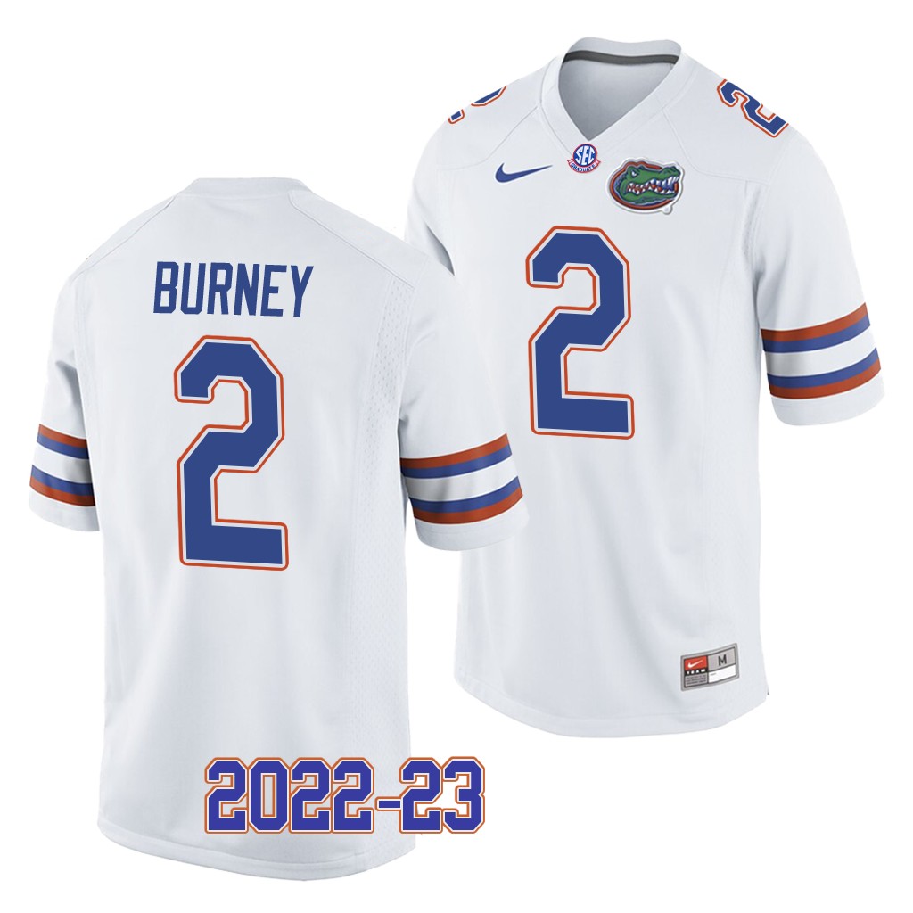 Amari Burney Florida Gators 2022-23 College Jersey Men's White #2 Uniform
