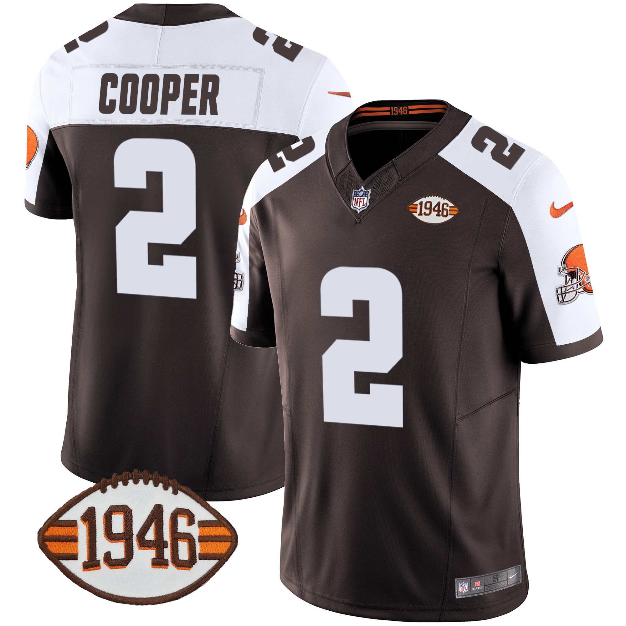 Amari Cooper Men's Cleveland Browns 1946 75th Anniversary Patch Alternate Jersey - All Stitched