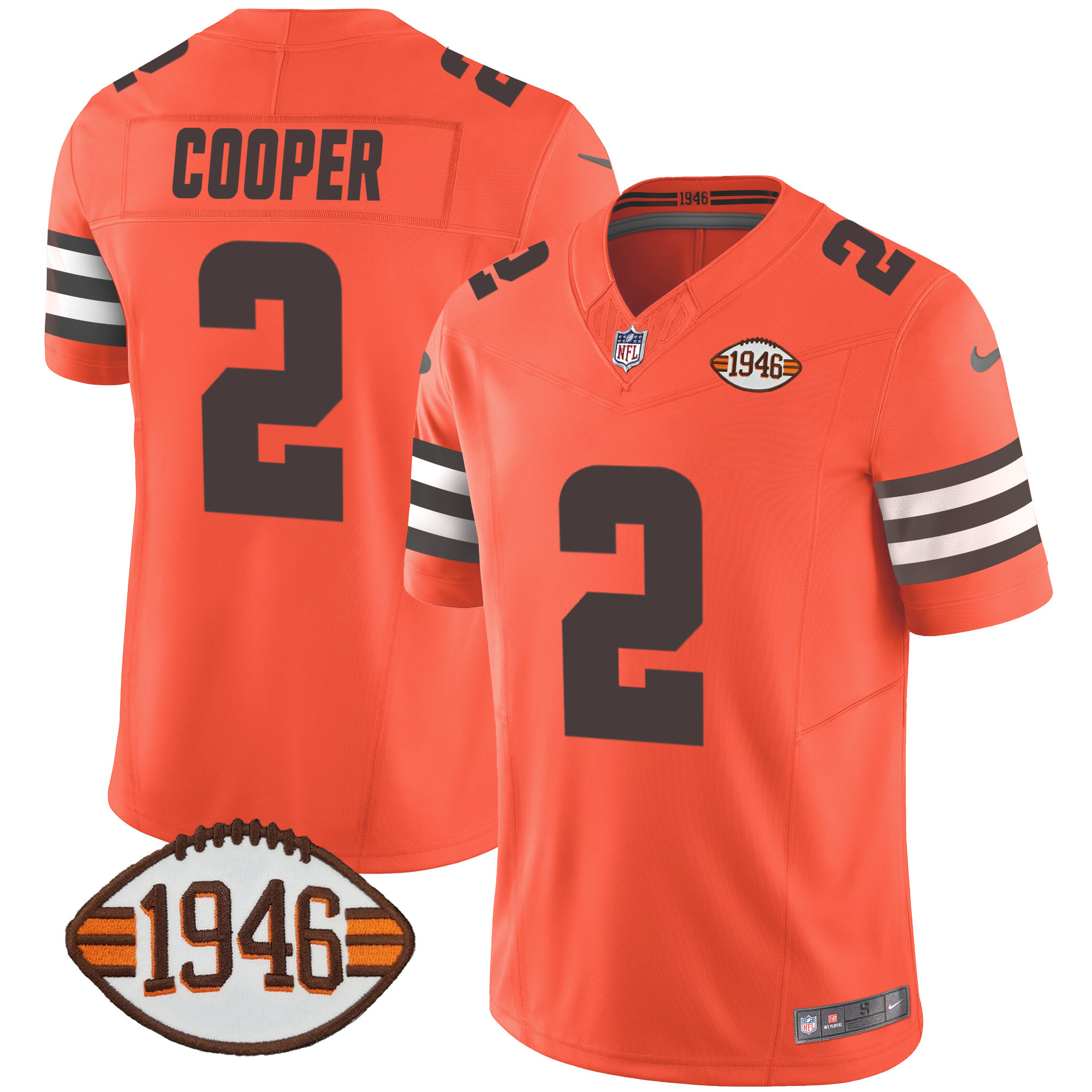 Amari Cooper Men's Cleveland Browns 1946 75th Anniversary Patch Orange Jersey - All Stitched