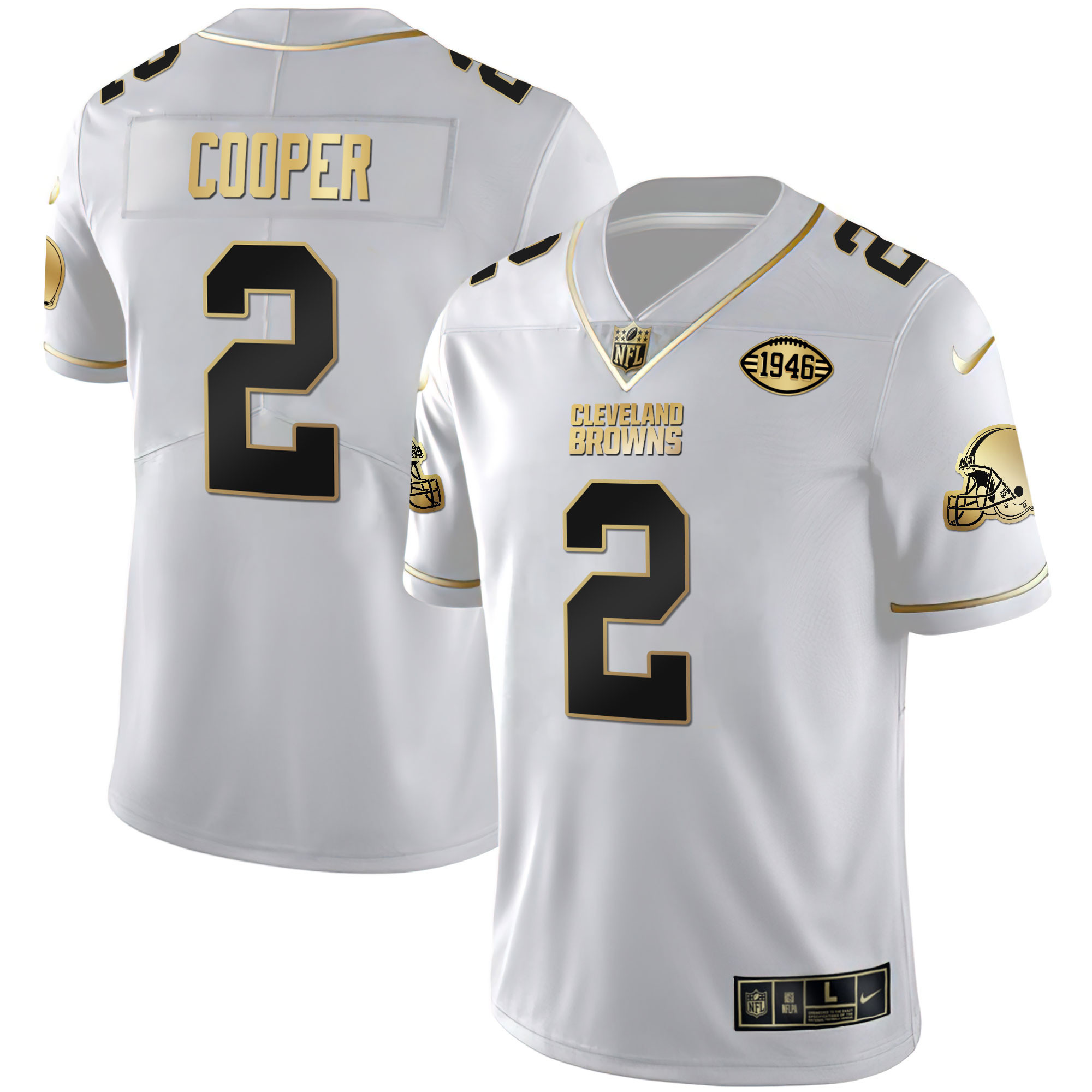 Amari Cooper Men's Cleveland Browns Gold & Split Vapor Limited White Gold Jersey - All Stitched