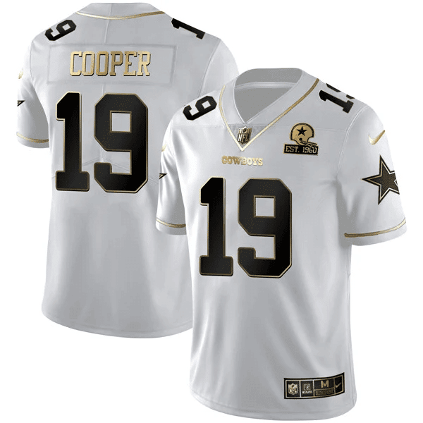 Amari Cooper Men's Dallas Cowboys Black Gold Collection White Gold Jersey - All Stitched 