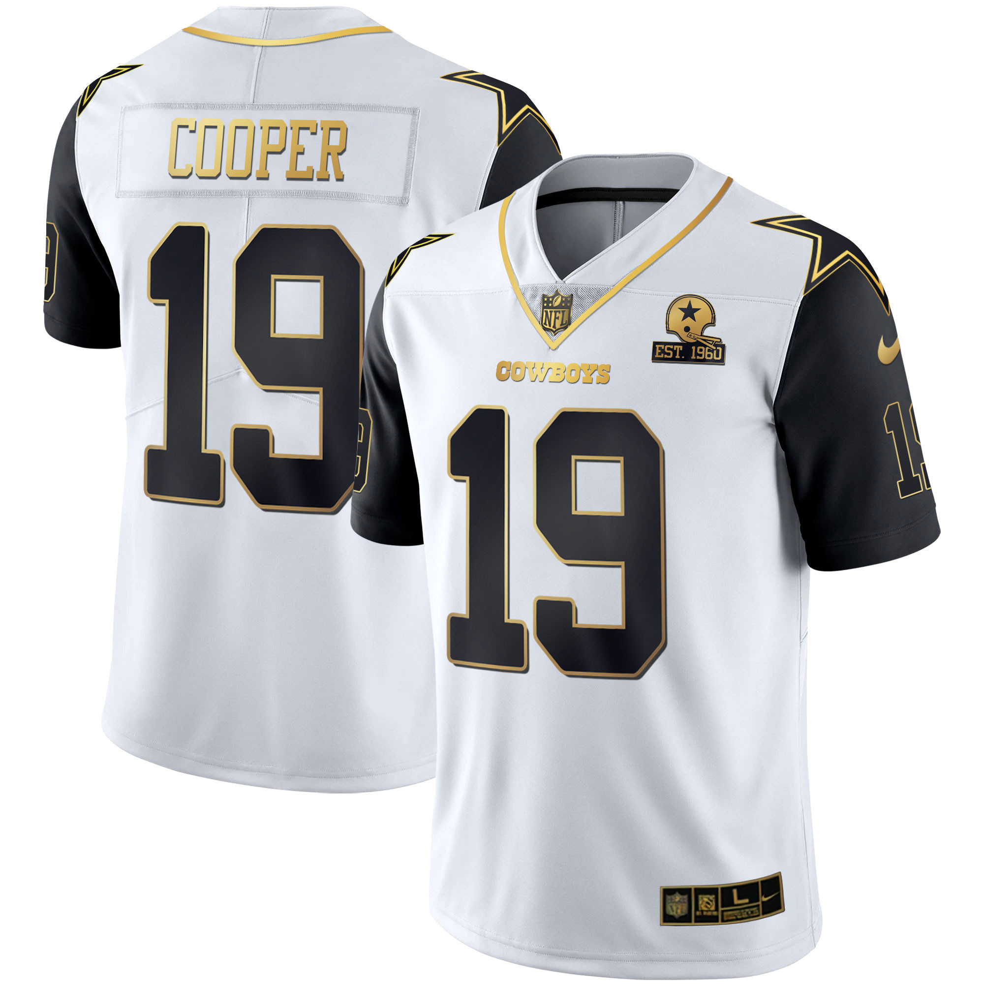 Amari Cooper Men's Dallas Cowboys Color Rush Vapor Black & White Gold Limited White Vapor Jersey - All Stitched 